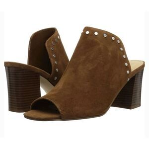 Marc Fisher Brown Suede Mules with Silver Studs